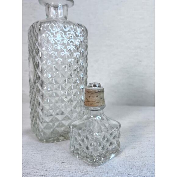 Vintage Cut Glass Liquor Decanter | Diamond Clear Glass Bottle | Barware Decor - Picture 6 of 7